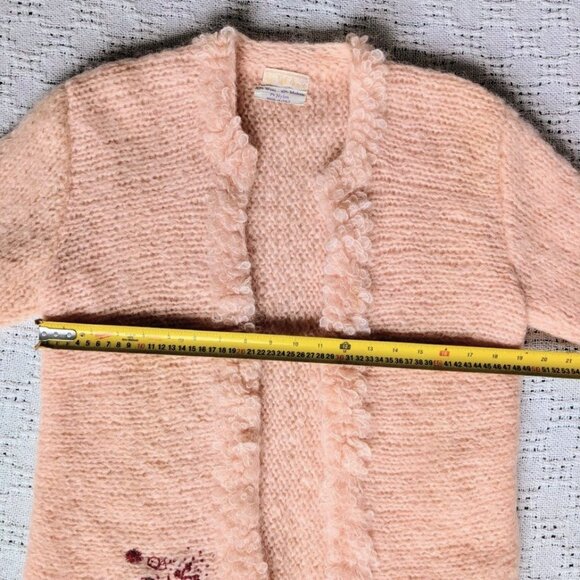 Vintage Saks Fifth Avenue Wool Mohair Womens Cardigan Pink Made in Italy Size S - Picture 4 of 6